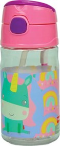 Fisher-Price Animals Unicorn Cute műanyag szívószálas kulacs akasztóval 350 ml