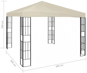 krémszínű pavilon 3 x 3 m