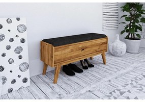 Tölgyfa pad tárolóhellyel, szürke ülőrésszel Retro - The Beds