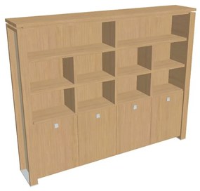 Verno+ S magas szekrény 260 x 46 x 210 cm, polccal, világos tölgy / vanília