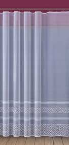 Kész Függöny Szalaggal, Fehér, Alul Mintás 400x130