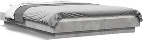 vidaXL betonszürke szerelt fa ágykeret LED-del 140 x 190 cm