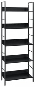 5 szintes fekete szerelt fa könyvespolc 60 x 27,6 x 158,5 cm