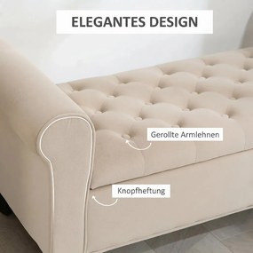 HOMCOM Kárpitozott pad, ágypad, gombbal tűzött, bársonyhatású, 126 cm x 48,5 x 57 cm, bézs