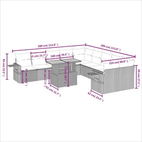 11 részes bézs polyrattan kerti ülőgarnitúra párnákkal