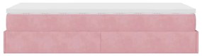 Ottomán ágykeret matraccal rózsaszín 90x190 cm bársony