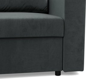 Zeus sarokkanapé, 1 ágyneműtartóval, egyenes kartámasz, bársony, univerzális oldal, hab töltet, szürke