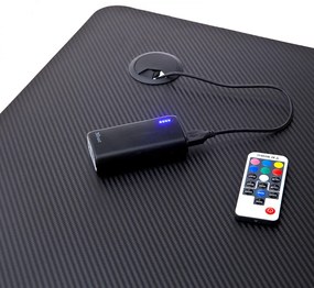mcRACING Basic 2 gamer íróasztal fekete karbon optika borítással és beépített LED világítással