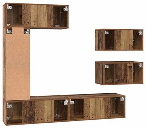 TV szekrény garnitúra 6 pcs Régi fa 30.5 x 30 x 90 cm Faanyag