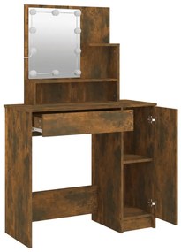 Füstös tölgyszínű LED-es fésülködőasztal 86,5 x 35 x 136 cm