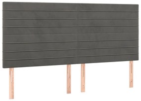 sötétszürke bársony rugós és LED-es ágy matraccal 160x200 cm