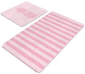 Rózsaszín bársony fürdőszobai kilépő szett 2 db-os 60x100 cm – Mila Home