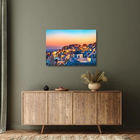 Kép - Santorini alkonyatkor (üvegen) (70x50 cm)