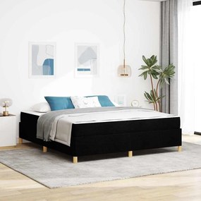 Boxrugós ágy Fekete és fehér és fekete 180 x 200 cm szövet