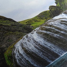 Egy szikla képe vízeséssel (órával) (90x30 cm)