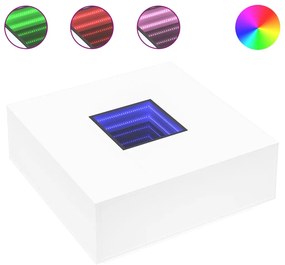 Fehér végtelen hatású LED-es dohányzóasztal 100 x 100 x 40 cm