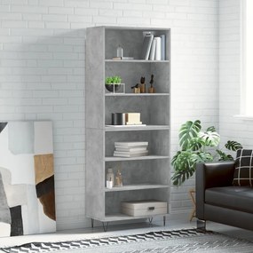 betonszürke szerelt fa magasszekrény 69,5x32,5x180 cm