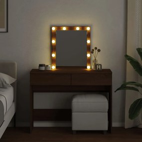 barna tölgy színű fésülködőasztal LED-del 100 x 40 x 130 cm
