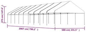 fehér polietilén pavilon tetővel 20,07 x 5,88 x 3,75 m