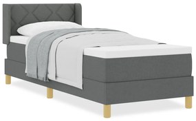 Boxspring ágy matraccal - Sötétszürke, 80 x 200 cm, Szövet