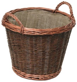 Fonott fa tároló kosár fogantyúval, 50x48 cm