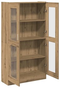 kézműves tölgy színű szerelt fa magasszekrény 82,5x30,5x150 cm