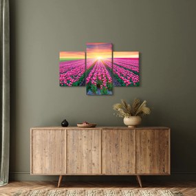 Tulipán mező és a nap képe (90x60 cm)