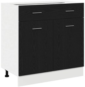 Fekete tölgyes szekrény fiókkal, 80 x 46 x 81,5 cm, Műanyagból készült