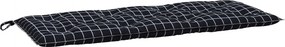 vidaXL fekete kockás szövet kerti padpárna 120 x 50 x 7 cm