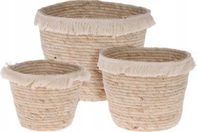 3 db-os fonott kosár szett rojtokkal a virágokhoz Gyógynövények 3x fonott kaspó