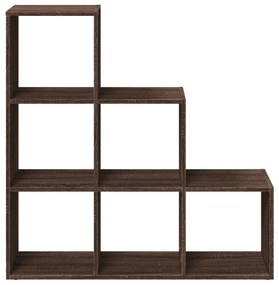 3 szintes barna tölgy fa térelválasztó könyvespolc 99x29x99 cm