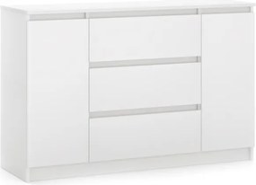 SIMPLE komód 120 cm, 2 ajtó 3 fiók, fehér