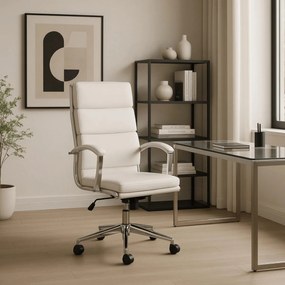 Forgószék fehér ökobőr. CAMILO