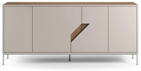 Krémszínű-natúr színű komód tölgyfa dekorral 180x80x40 cm Lilou – Marckeric