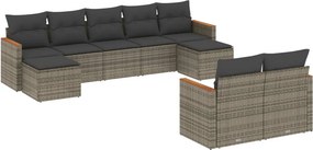 vidaXL 9 részes szürke polyrattan kerti ülőgarnitúra párnákkal