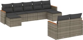 vidaXL 9 részes szürke polyrattan kerti ülőgarnitúra párnákkal