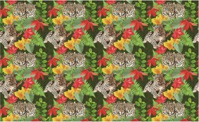 Fotótapéta flizelina Jaguar a trópusokon Levelek virágok zöld 416x254 +ragasztó