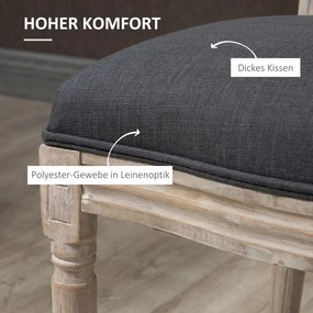 HOMCOM Étkezőszékek konyhai székek, 2 db-os szett, puhán kárpitozott, vintage dizájn, rattan hatás, szürke
