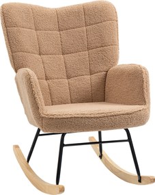 HOMCOM sherpa párnázott hintaszék – relax fotel nappaliba, barna | Aosom