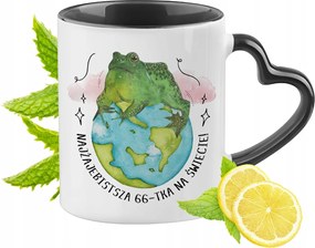 Születésnapra 66 66-as Fekete Bögre Szív Alakú Füllel Ajándék