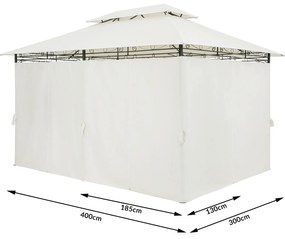 Casaria® Kerti pavilon Topas 3x4 - krém