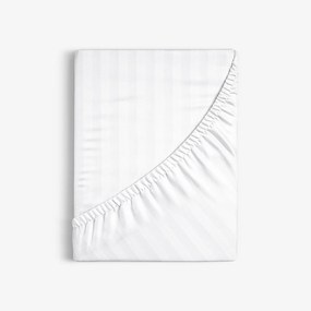 Goldea körgumis damaszt lepedő - fehér szatén csíkos 140 x 200 cm