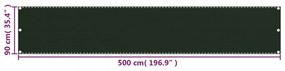 sötétzöld HDPE erkélytakaró 90 x 500 cm