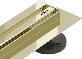 Mexen Lapos rozsdamentes zuhanytálca 360°-ban forgatható szifonnal 60 cm, SLIM minta, arany, 1541060
