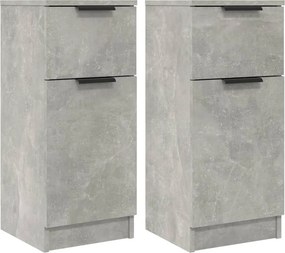 vidaXL 2 db betonszürke szerelt fa tálalószekrény 30 x 30 x 70 cm
