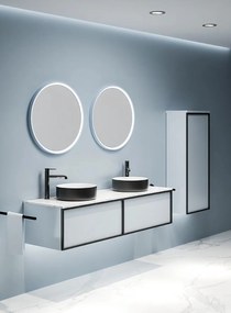 Eros SIMPLE 8 - PULTRA ültethető - Top Counter - porcelán mosdó- MATT FEKETE/FEHÉR - 36 x 36 x 13 cm