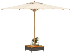 fekete polyrattan és akácfa napernyőtalp-burkolat 70x70x25 cm