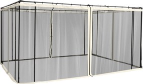 Outsunny 4 oldalfalú panel 3,4x2 cm-es kertipavilonhoz, hálós anyaggal, cipzárakkal és gyűrűkkel, fekete | Aosom