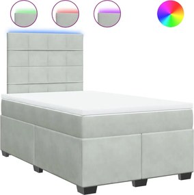 vidaXL világosszürke bársony rugós ágy matraccal 120 x 190 cm