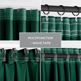 Sötétzöld bársony dimout (részleges sötétítő) függöny 140x245 cm Pleat – Restilo